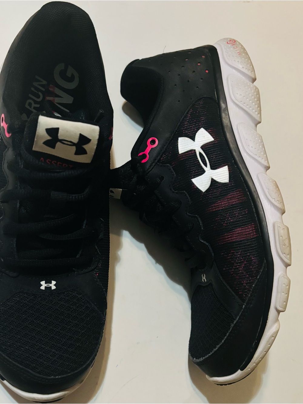 Under Armour Women's Black & Pink Athletic Sneakers with White Soles